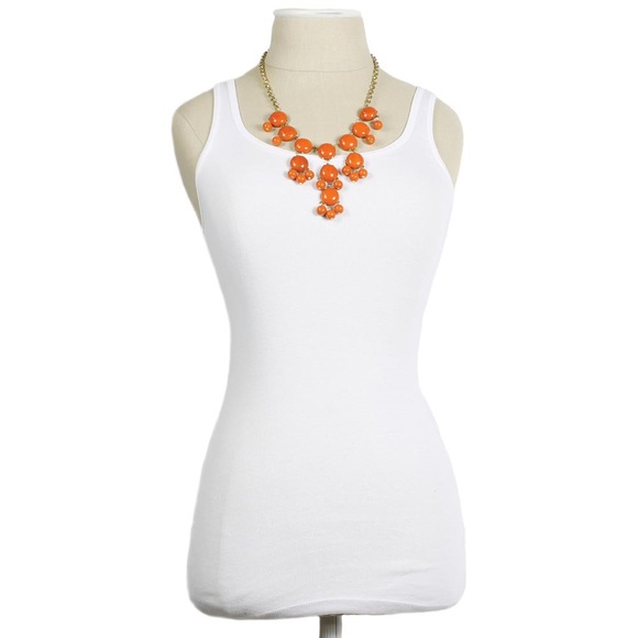 Orange Round Bead Bubble Statement Necklace - Picture 3 of 4